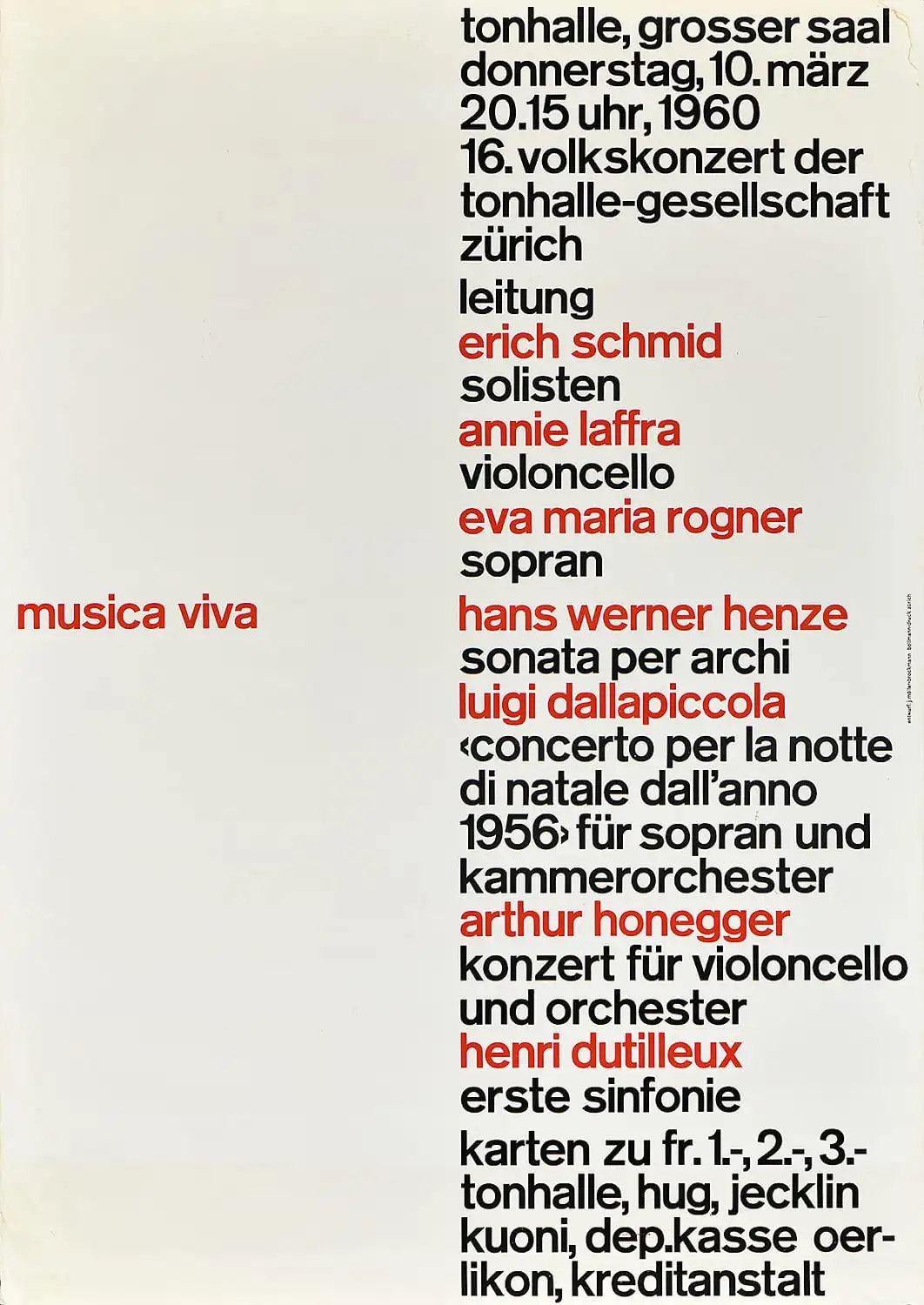 Musica Viva poster by Josef Müller-Brockmann, 1960
